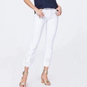 Paige cropped white flair jeans